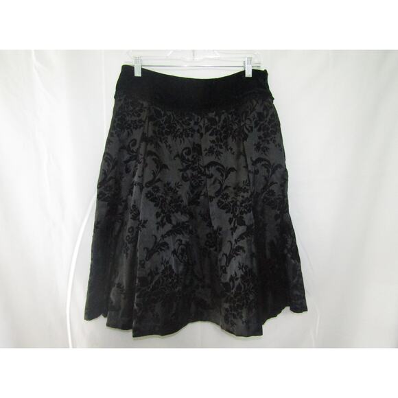 Studio I Burnout Velvet Floral Skirt Black Size 10 A-Line Midi Formal Holiday - Picture 1 of 11